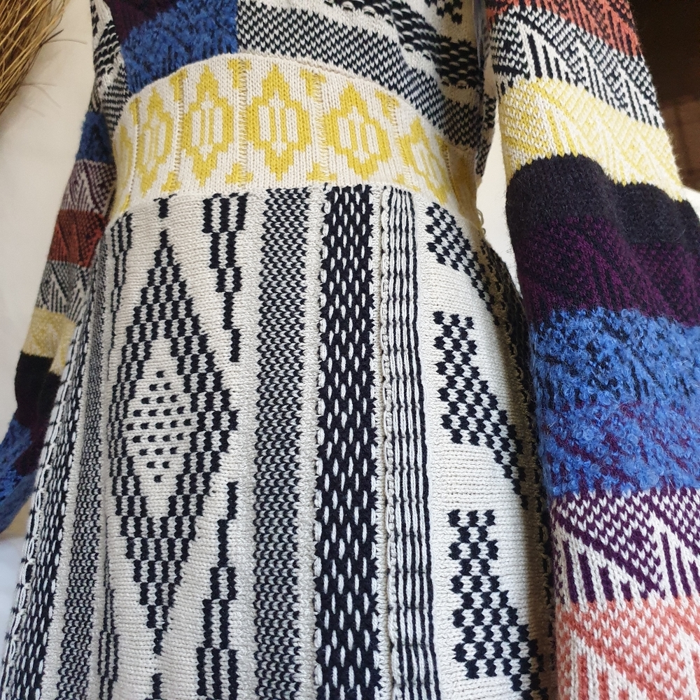 Free People Patchwork Sweater Dress in Cream Multi Combo Sz XS - Picture 6 of 14